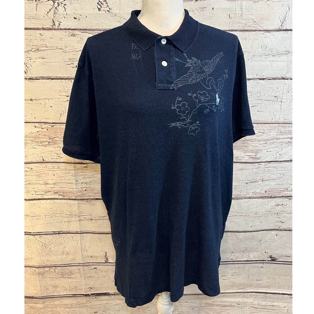 POLO RALPH LAUREN "Crane" Custom Fit Navy Blue Polo Shirt-XL